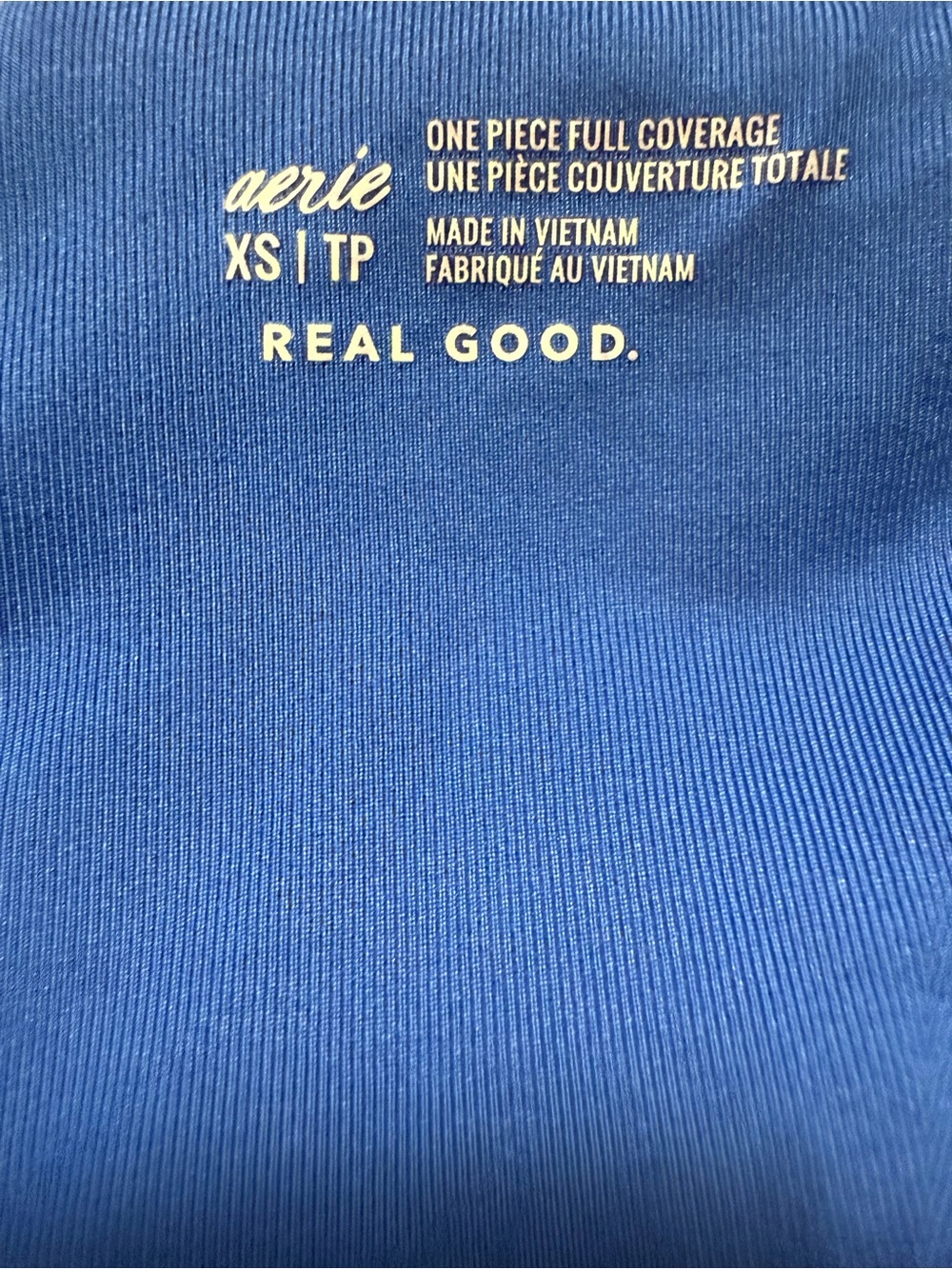 aerie NWT Electric Blue Ribbed strappy scoop One-Piece Full Coverage Swimsuit - Picture 10 of 12